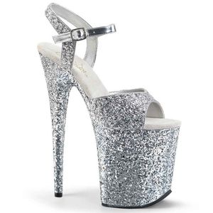 Pleaser Flamingo-810LG, 8" Platform Silver Glitter